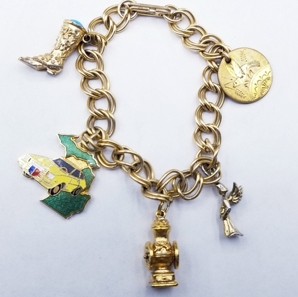 Vintage 12k Gold Filled Charm Bracelet - Picture 2 of 12